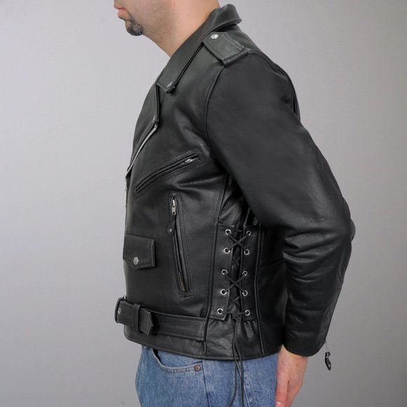 Classic Leather Motorcycle Jacket Genuine Cowhide Brand New - Picture 2 of 9